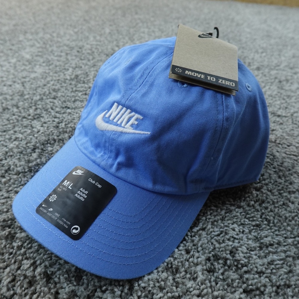 NEW Nike Hat Mens L Blue Adjustable Strap Back Club Swoosh Logo‎ Baseball Active